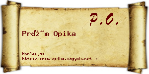Prém Opika névjegykártya